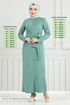 From The Side Belt Detailed Dress 0409ALG1079-M Mint - Thumbnail