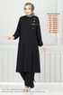 From The Side Buttoned Up Hijab Team 4075PM1063-M Black - Thumbnail