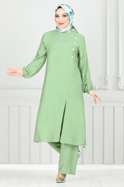 MRV P.M. - From The Side Buttoned Up Hijab Team 4075PM1063-M Unripe almond - 351403