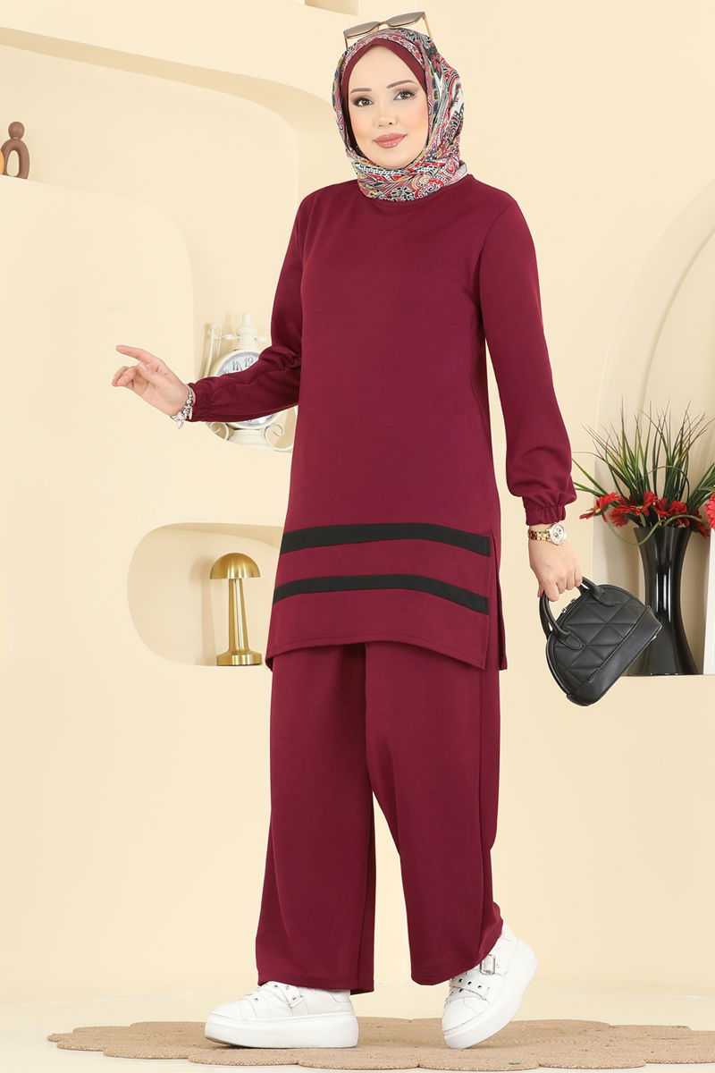 Garni Detaylı İki İplik Takım 1004ETT926-MS Bordo