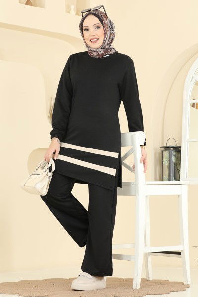 E.T.T. - Garni Detaylı İki İplik Takım 1004ETT926-MS Siyah