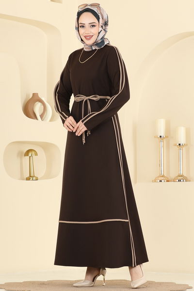 S.L. - Garnili Dabıl Elbise 2781SL432-MS Acı Kahve - 421288