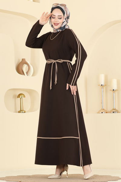 S.L. - Garnili Dabıl Elbise 2781SL432-MS Acı Kahve - 421289