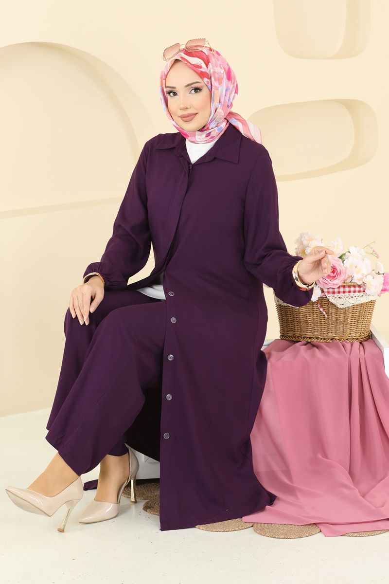 Gizli Düğmeli Belmando Takım 0340BG354-MS Mürdüm