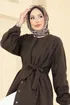 Gizli Düğmeli Kaşe Kaban 0504BG354-MS Kahve - Thumbnail