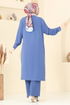Gizli Düğmeli Tesettür Takım 1974TRT545-MS İndigo - Thumbnail