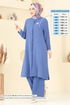 Gizli Düğmeli Tesettür Takım 1974TRT545-MS İndigo - Thumbnail