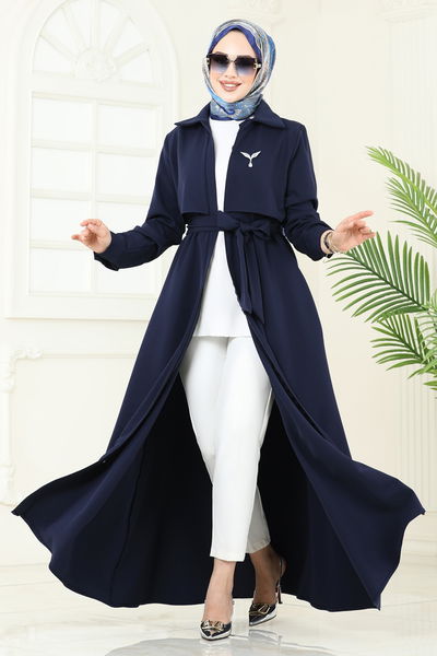 S.L. - Gizli Fermuarlı Pardesü Ferace 2630SL432-MS Laci - 368130