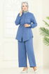 Göğüs Cep Detaylı Takım 9159PLK541-MS Açık İndigo - Thumbnail