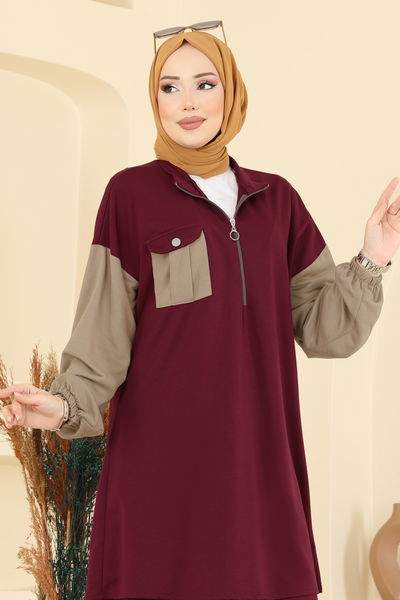 P.L. - Göğüs Cepli İki İp Takım PL9180-MS Bordo - 415886