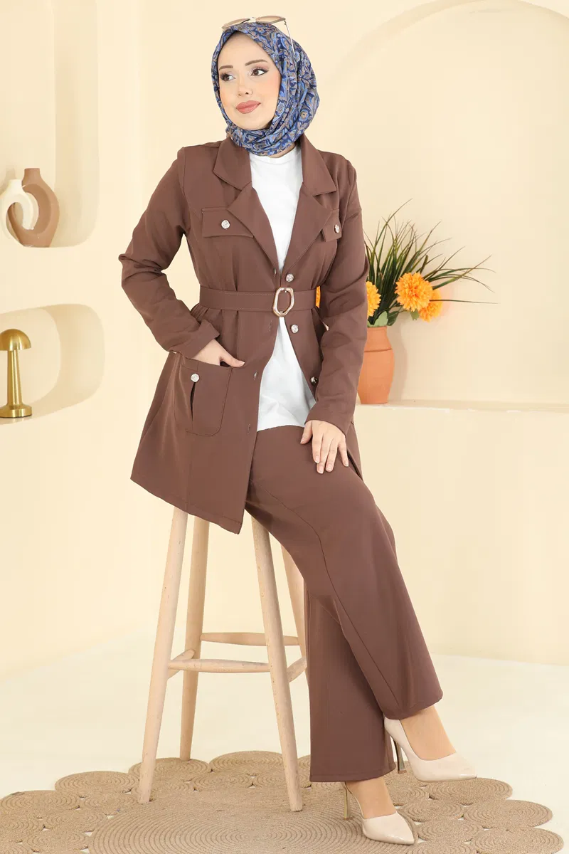 Gold Aksesuarlı Dabıl Takım 2804SL432-MS Kahve