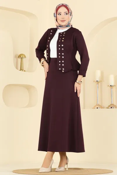 S.L. - Gold Çıtçıtlı Şık Takım 2748SL432-MS Bordo