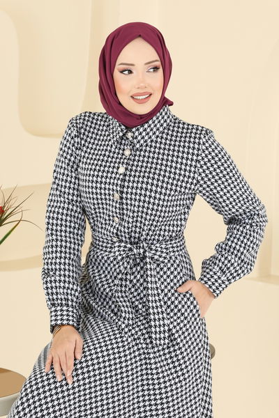 P.R.M. - Gold Düğme Detaylı Elbise 4129PM271-MS Siyah - 417266