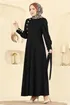 Gold Düğmeli Krep Elbise 4691ALG474-MS Siyah - Thumbnail