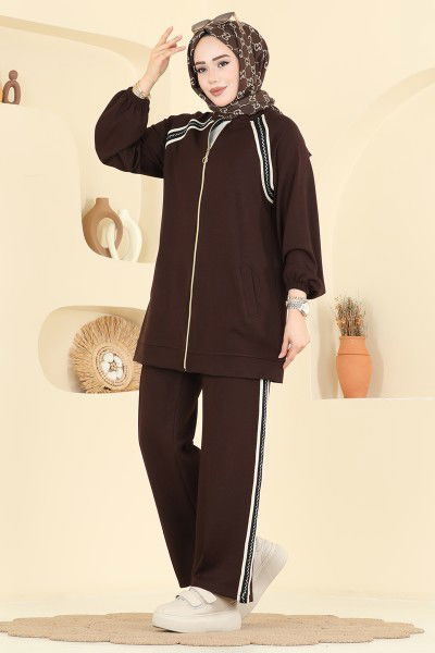 H.B.S. - Gold Fermuarlı Modal Takım 3287HBS856-MS Kahve