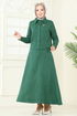 Gömlek Detaylı Elbise Takım PL9157-MS Zümrüt - Thumbnail