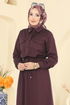 Gömlek Yaka Dabıl Elbise 2744SL432-MS Bordo - Thumbnail