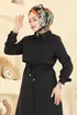 Gömlek Yaka Dabıl Elbise PL9199-MS Siyah - Thumbnail