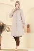 Gömlek Yaka Detaylı Tunik 2001ERK1158-MS Taş - Thumbnail