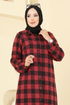Gömlek Yaka Ekose Tunik 3062KTR750-MS Desen 3 Kırmızı - Thumbnail