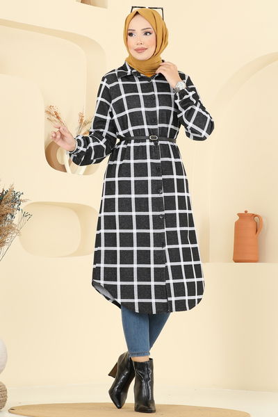 K.T.R. - Gömlek Yaka Ekose Tunik 3062KTR750-MS Desen 4 Siyah - 394679