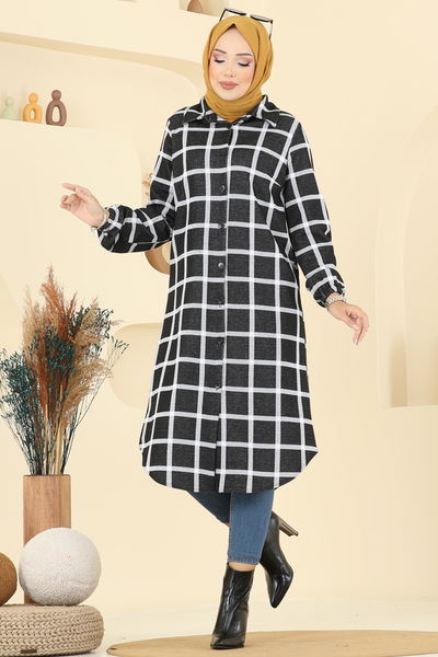 K.T.R. - Gömlek Yaka Ekose Tunik 3062KTR750-MS Desen 4 Siyah - 394680