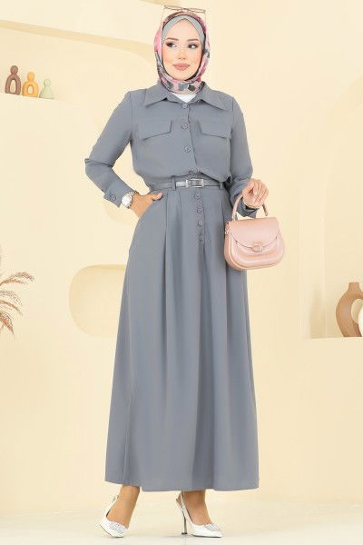 S.L. - Gömlek Yaka Etekli Takım 2712SL432-MS Gri