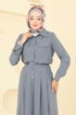 Gömlek Yaka Etekli Takım 2712SL432-MS Gri - Thumbnail