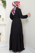 Half Buttoned Up Bürümcük Dress 402DVL897-M Black - Thumbnail