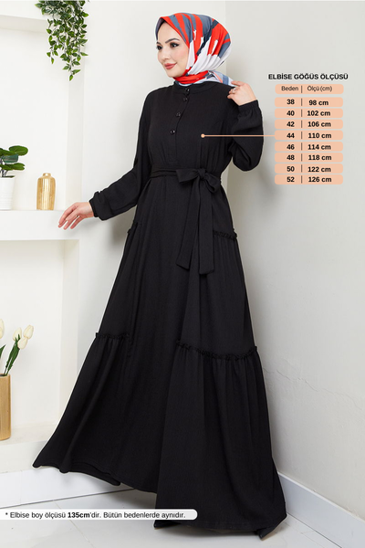 MRV D.V.L. - Half Buttoned Up Bürümcük Dress 402DVL897-M Black - 354869