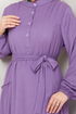 Half Buttoned Up Bürümcük Dress 402DVL897-M Dark Lilac - Thumbnail