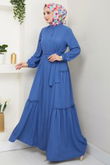 MRV D.V.L. - Half Buttoned Up Bürümcük Dress 402DVL897-M Indigo