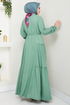 Half Buttoned Up Bürümcük Dress 402DVL897-M Mint - Thumbnail