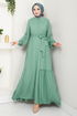 Half Buttoned Up Bürümcük Dress 402DVL897-M Mint - Thumbnail