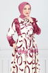 Half Buttoned Up Patterned Dress 0208ASN936-M Dark Rose Kurusu - Thumbnail