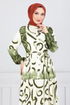 Half Buttoned Up Patterned Dress 0208ASN936-M Green - Thumbnail