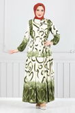 MRV A.S.N. - Half Buttoned Up Patterned Dress 0208ASN936-M Green