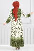 Half Buttoned Up Patterned Dress 0208ASN936-M Green - Thumbnail