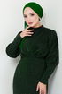 Her Chest Drapeli Hijab Evening dress 5469END900-M Emerald - Thumbnail