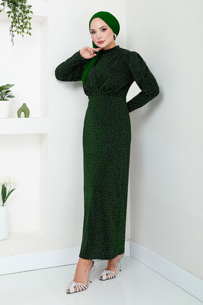 MRV E.N.D. - Her Chest Drapeli Hijab Evening dress 5469END900-M Emerald - 345235
