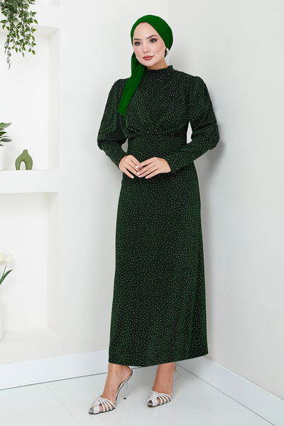 MRV E.N.D. - Her Chest Drapeli Hijab Evening dress 5469END900-M Emerald - 345236