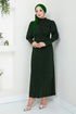 Her Chest Drapeli Hijab Evening dress 5469END900-M Emerald - Thumbnail