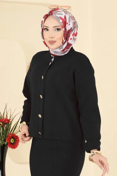 M.T. - Hırkalı Triko Takım 1438MT581-MS Siyah