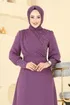 İnci Detay Tesettür Takım ASM2809-MS Koyu Lila - Thumbnail