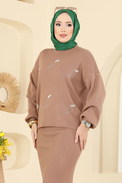 M.T. - İnci Detaylı Elbiseli Takım 1018MT581-MS Vizyon - 415508