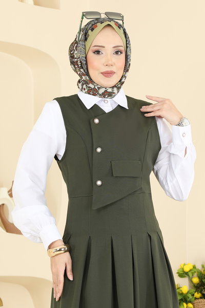 A.S.N. - İnci Düğmeli Jileli Takım 342ASN888-MS Haki - 427340