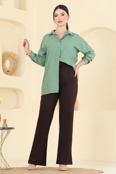 A.B. - İspanyol Paça Dabıl Pantolon 8210AB368-MS Kahve - 412608