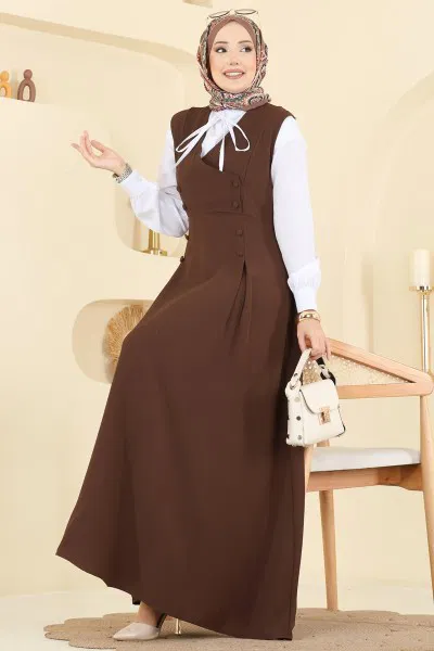 A.S.N. - Jile Detaylı İthal Krep Takım 306ASN888-MS Kahve