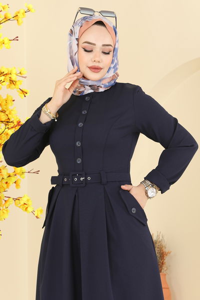 S.L. - Kaplama Kemerli Dabıl Elbise 2749SL432-MS Laci - 408711