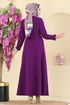 Kaplama Kemerli Dabıl Elbise 2749SL432-MS Mor - Thumbnail